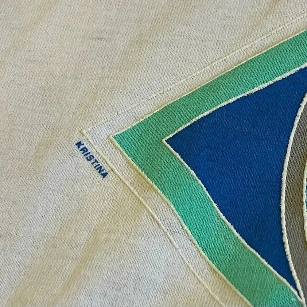 Vintage 1988 Santa Barbara Beach Short Sleeve Top nautilus dolphin print small - Picture 4 of 7